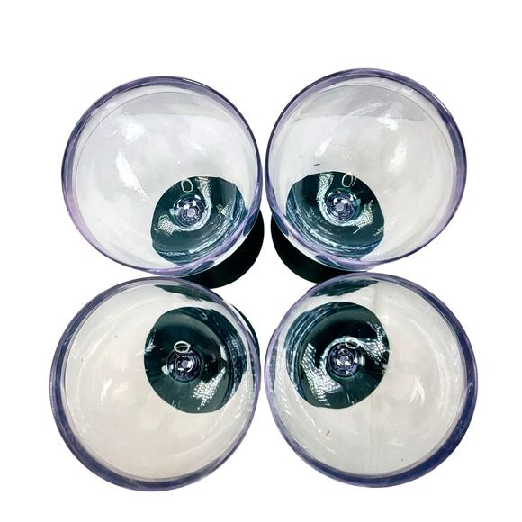 Made in Portugal Plastic Wine Stem Cups Green Clear Plasticware Picnic 6 in - Picture 4 of 6